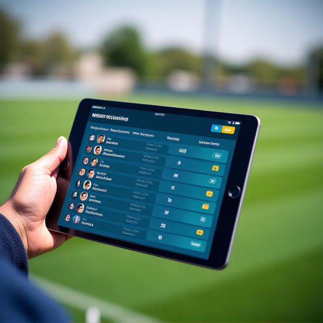 Schermo tablet che mostra le classifiche in tempo reale della lega